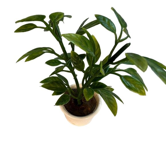 Vintage Miniature Dollhouse Potted Plant and Oval Wall Mirror - Picture 4 of 9